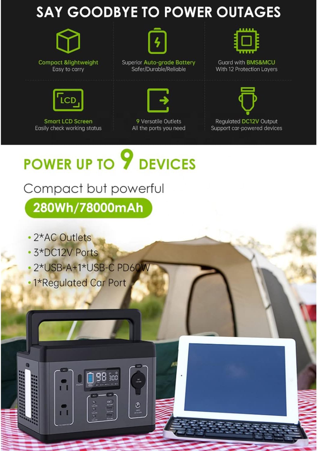 Estação de energia portátil de - Ac Outdoor Power avaliação e preço